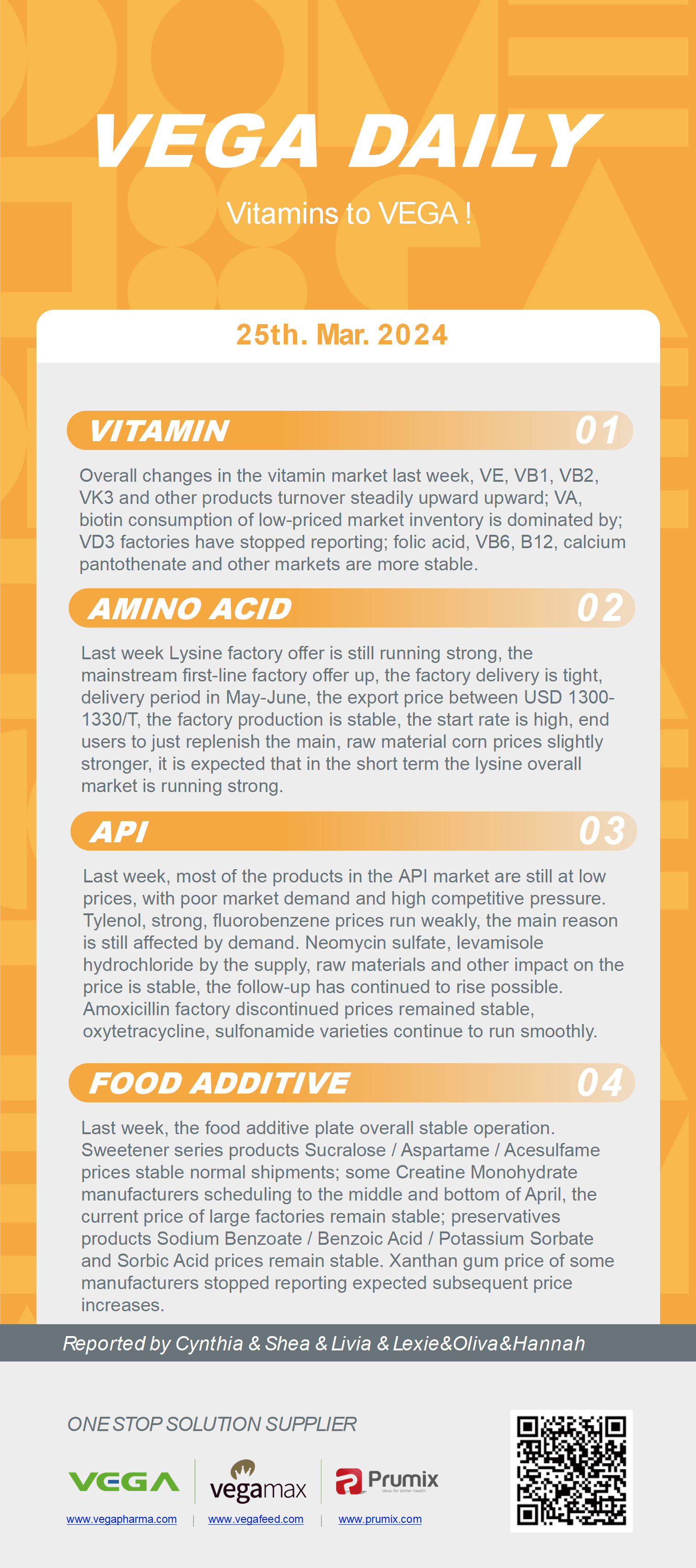 Vega Daily Dated on Mar 25th 2024 Vitamin Amino Acid APl Food Additives.png